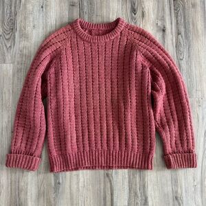 Vintage Rose Cable Knit Sweater